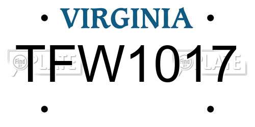 TFW1017 Virginia License Plate