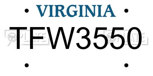 TFW3550 Virginia License Plate