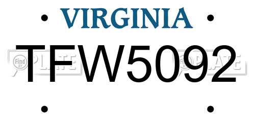 TFW5092 Virginia License Plate