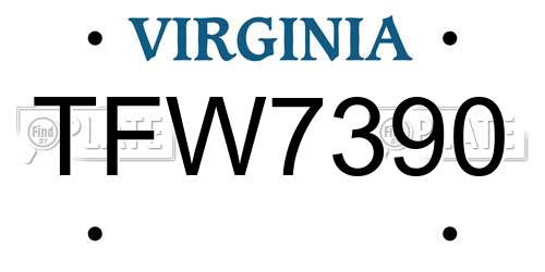 TFW7390 Virginia License Plate