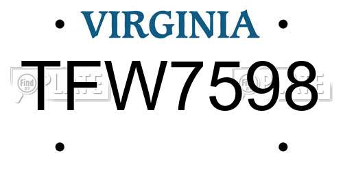 TFW7598 Virginia License Plate