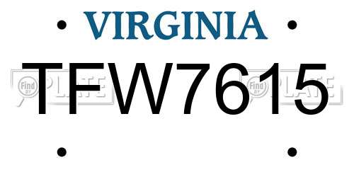 TFW7615 Virginia License Plate