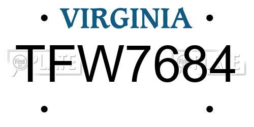 TFW7684 Virginia License Plate
