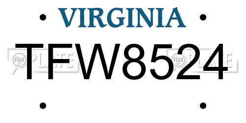TFW8524 Virginia License Plate