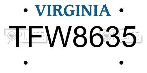 TFW8635 Virginia License Plate