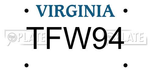 TFW94 Virginia License Plate