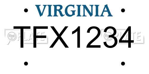 TFX1234 Virginia License Plate