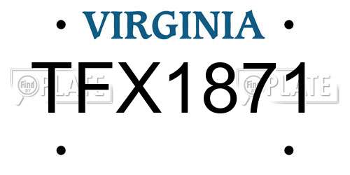 TFX1871 Virginia License Plate