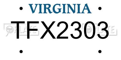 TFX2303 Virginia License Plate