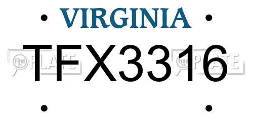 TFX3316 Virginia License Plate