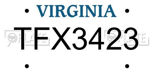 TFX3423 Virginia License Plate