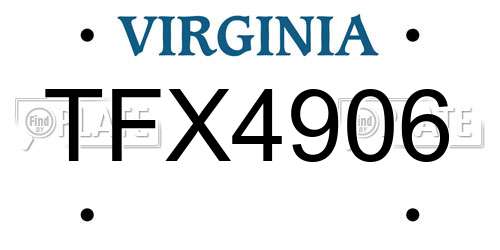 TFX4906 Virginia License Plate