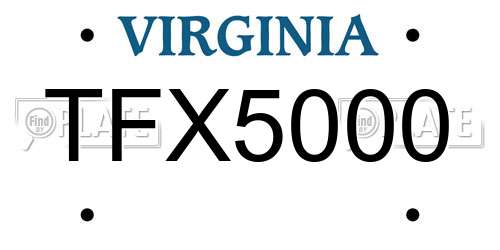 TFX5000 Virginia License Plate