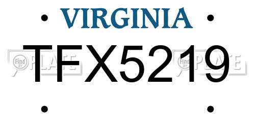 TFX5219 Virginia License Plate