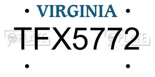 TFX5772 Virginia License Plate