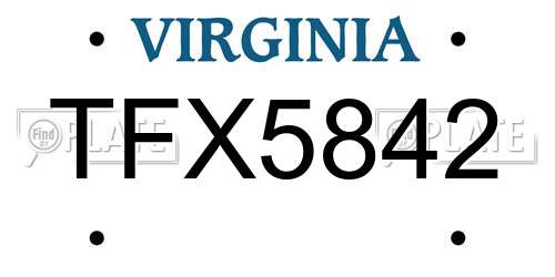 TFX5842 Virginia License Plate