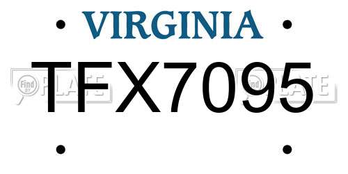 TFX7095 Virginia License Plate
