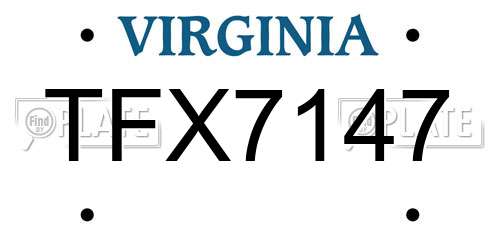 TFX7147 Virginia License Plate