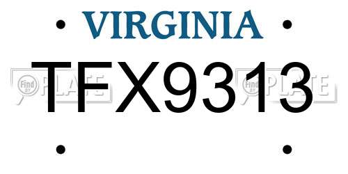 TFX9313 Virginia License Plate
