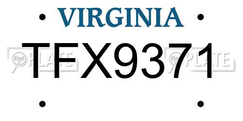 TFX9371 Virginia License Plate