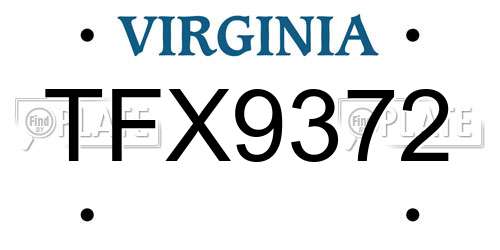 TFX9372 Virginia License Plate