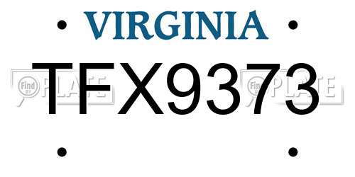 TFX9373 Virginia License Plate