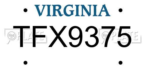 TFX9375 Virginia License Plate
