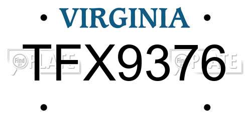 TFX9376 Virginia License Plate