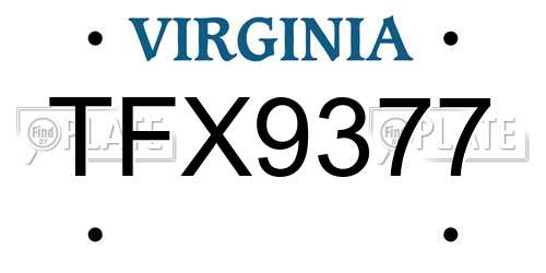 TFX9377 Virginia License Plate
