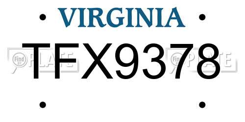 TFX9378 Virginia License Plate