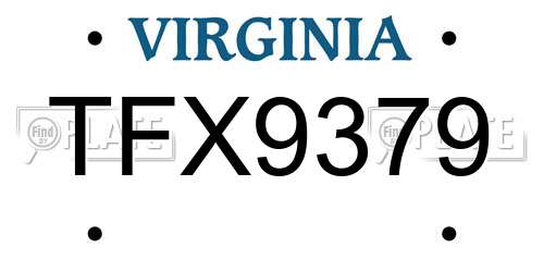 TFX9379 Virginia License Plate