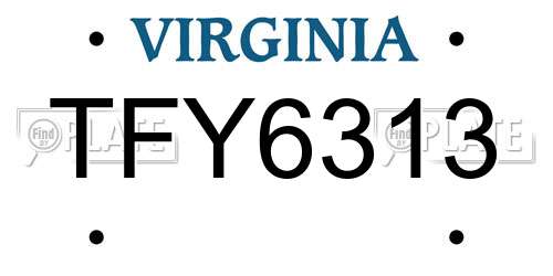TFY6313 Virginia License Plate