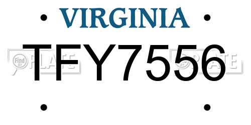 TFY7556 Virginia License Plate