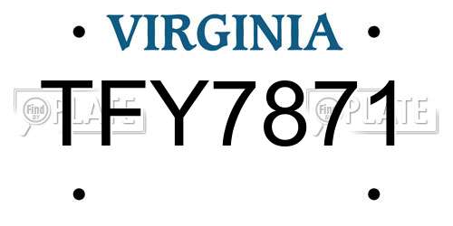 TFY7871 Virginia License Plate