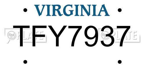 TFY7937 Virginia License Plate