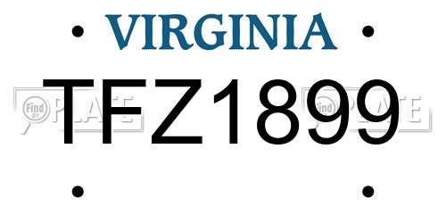 TFZ1899 Virginia License Plate