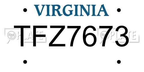 TFZ7673 Virginia License Plate
