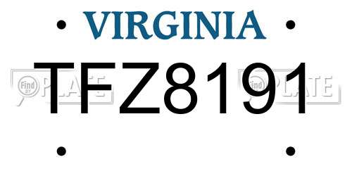 TFZ8191 Virginia License Plate