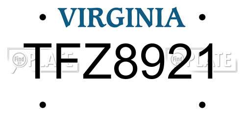 TFZ8921 Virginia License Plate