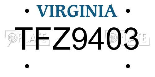 TFZ9403 Virginia License Plate