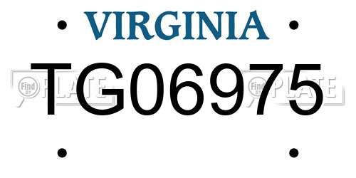 TG06975 Virginia License Plate