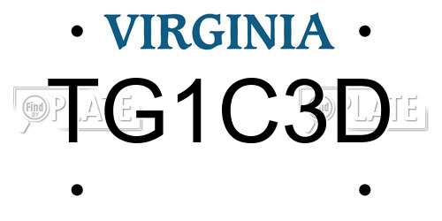 TG1C3D Virginia License Plate