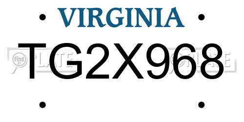 TG2X968 Virginia License Plate