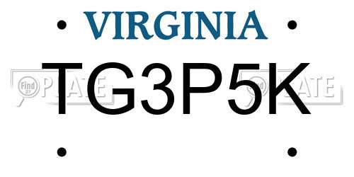 TG3P5K Virginia License Plate