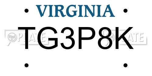 TG3P8K Virginia License Plate