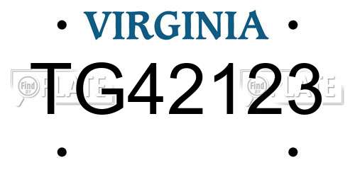 TG42123 Virginia License Plate