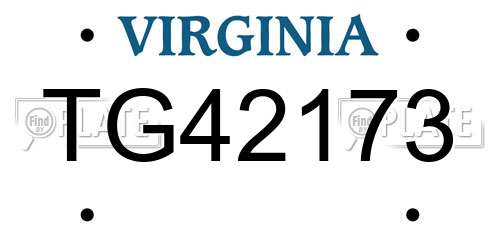 TG42173 Virginia License Plate