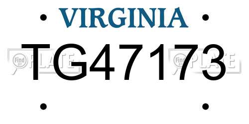TG47173 Virginia License Plate
