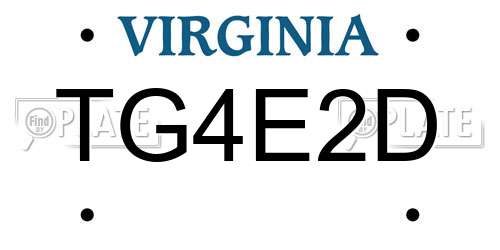 TG4E2D Virginia License Plate