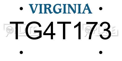 TG4T173 Virginia License Plate